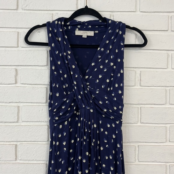 D351 Navy Blue Halter Dress by Loft Size XSP - Picture 3 of 6